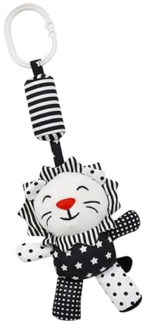 Parliky Poupée Suspendue pour Berceau Bébé Noir et Blanc D’Éveil à Thème Animal Carillon Éolien Suspendu Pendentif Léger et Compact Stimulation Visuelle pour -Nés 1 Pièce