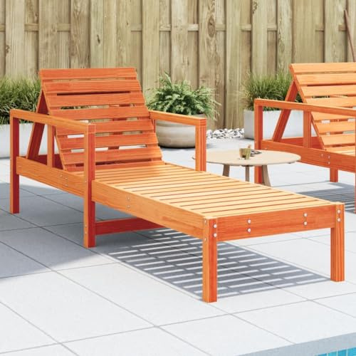 QZZCED Lettino in legno di pino con schienale regolabile, sedia da giardino per piscina o patio con design a doghe e supporto di peso di 110 kg