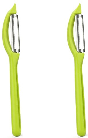 Éplucheur Légumes Lot de 2 - Lame Dentelée Extra Tranchante | Universel, Double Tranchant, Robuste, Pour Pomme de Terre Fruits Tomates