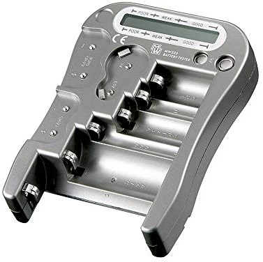 Goobay 78325 - Comprobador de nivel de carga de pilas con pantalla LCD