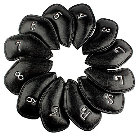 Craftsman Golf 12pcs Thick Synthetic Leather Golf Iron Head Covers Set Headcover fits All Brands Callaway Ping Taylormade Cobra Etc.