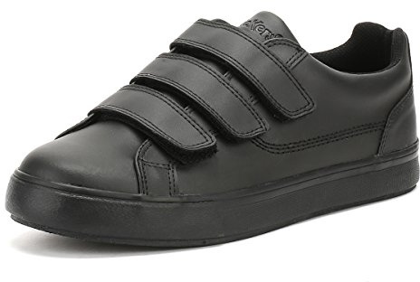 Kickers Unisex Tovni Triple Strap Shoes | Smart Everyday School Look | Hook & Loop Fastening, Cushioned for All-Day Wear, Black, 9 UK