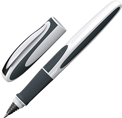 Schneider 187849 Ray Tintenroller (Nachfüllbar mit Standard Tintenpatronen, geeignet für Rechts- und Linkshänder) weiß/dunkelgrau
