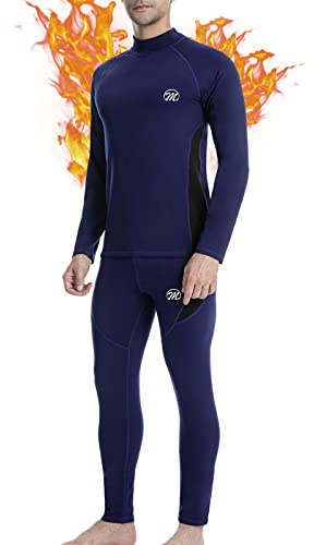 MEETWEE Ensemble de sous-Vêtement Thermique Homme,Quick Dry Haut Maillot de Corps & Pantalon Bas pour Chasse Ski Running,L,U5-bleu