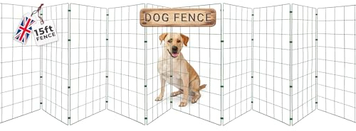Conka Pets – Outdoor Dog Fence – Wire Garden Barrier for All Sized Dogs – 1 Metre High – 10cmx12cm Mesh Stops Dogs from Jumping - Portable, Strong, Durable and Foldable - Covers 15ft/4.6 Metre Gap