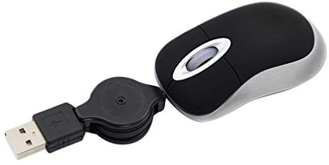 SHARE SUNSHINE Mini Small Travel Optical Mouse Portable USB Wired Mouse with Retractable USB Cord for PC Laptop Computer Desktop Office Business Home School Kids Girls Boys Women Men Gift(Black)