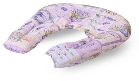 Decolores -Saco Térmico de Semillas para Microondas - Alivio de Dolor Cervical, Lumbar y Menstrual - Cojín Térmico Calor y Frío - Diseño Anatómico Estampado de Lavandas, 28x30 cm - Aroma a Lavanda