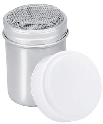 Powder Sugar Shaker With Lid Stainless Steel Powder Shakers Mesh Shaker Sugar Dispenser Spice Shaker Salt Seasoning Powder Shaker Duster For Cinnamon Sugar Pepper Powder Cocoa Flour