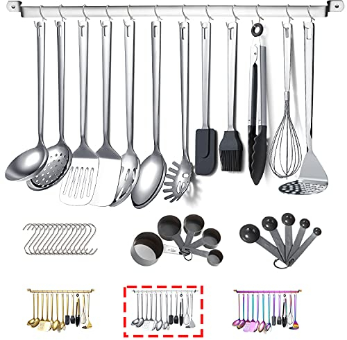 Stainless Steel Cooking Utensils Set,Kyraton 37 Pieces Kitchen Utensils Set,Kitchen Gadgets Cookware Set,Kitchen Tool Set with Utensil Holder Non-Stick and Heat Resistant.Dishwasher Safe