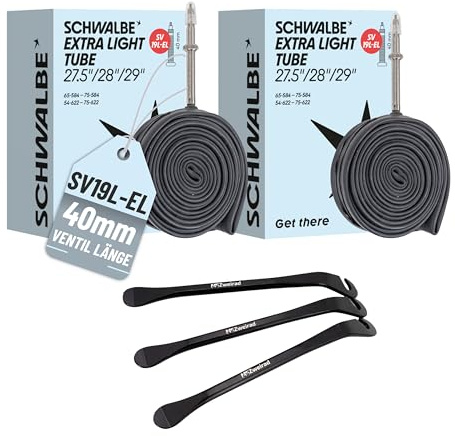 2er Set Schwalbe Schlauch SV 19F Freeride 40 mm für 29 (54/75-622) inklusive 3 MSZweirad Reifenheber