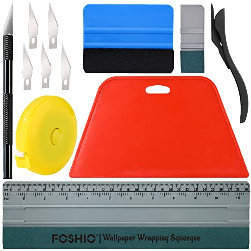 FOSHIO Kit d'outils de Papier Peint, Outils pour papier peint, outil de lissage des papiers peints, Papiers peints et fournitures pour la pose de papiers peints