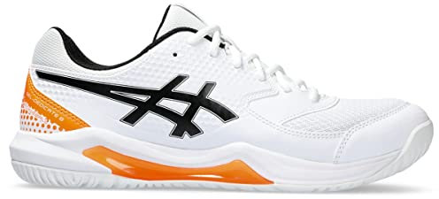 ASICS Men's Gel-Dedicate 8 Tennis Shoes, White/Shocking Orange, 9 UK