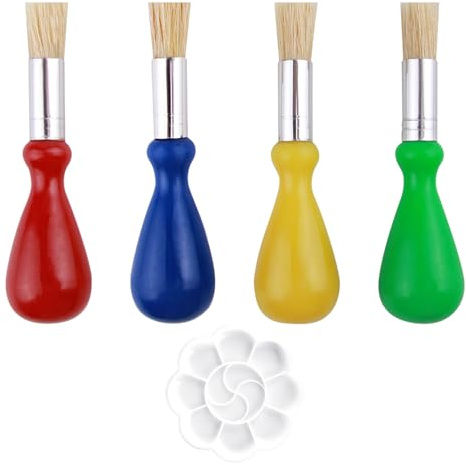Ensemble d'accessoires de peinture pour enfants, 4 pinceaux et 1 set d'outils pour palette, les pinceaux pour tout-petits apportent aux enfants le plaisir de la création et de la peinture.