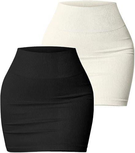 FEOYA Femme Mini Jupe Moulante 2 pièces Sexy Jupe Crayon Courte Femme Elastique Court Midi Jupe Fit Campus Bureau Casual