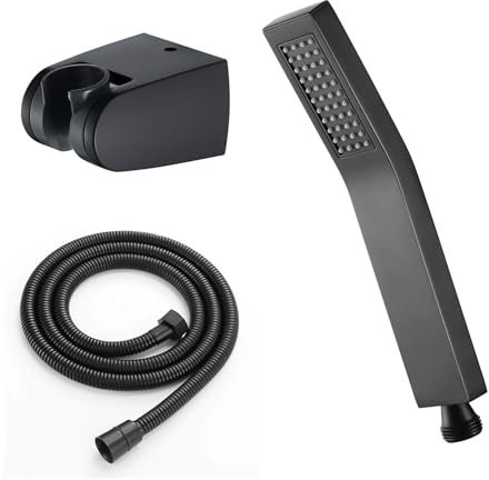 Noir Pommeau de Douche avec Tuyau Douchette à Main Economie D'eau Laiton Pomme de Douche à Main Anti Calcaire Tête de Douche avec Sortie d'eau en Silicone