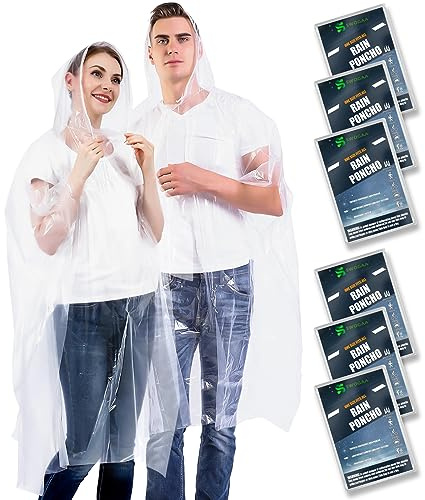 SWOGAA Disposable Rain Ponchos for Kids & Adults 6/10 Pack Extra Thick | Family Pack, Kids 6 Pack, Adults 6 & 10 Pack, Lightweight & Waterproof Emergency Ponchos for Travel & Theme Parks