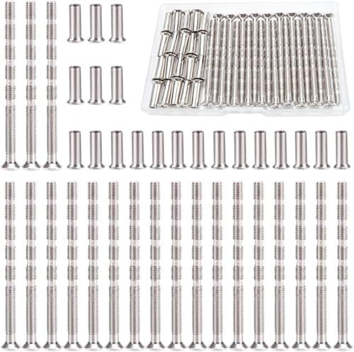 STOUCLA M4 Verbindung Schrauben mit Hülsen, Hülsenschrauben Vernickelter Stahl Verbindungsschrauben, mit Hülsen Abreißschraube für Türgriff, Schubladen,Schrank,Schlüsselloch,20 Stück