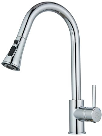 MILOT Kitchen Tap, 4 Spray Modes with Pause Mode, 360° Swivel Spout Kitchen Sink Taps, Kitchen Mixer Taps 1 Hole (Polished Chrome)