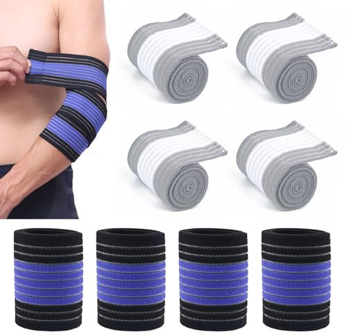 OMJMYY 8 Stück Handgelenkbandage Atmungsaktives Handgelenkstütze Handbandage Handgelenk mit Elastischen Handgelenk Bandagen für Tennis Sport Sehnenscheidenentzündung Verstauchungen