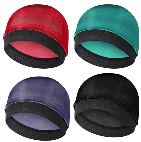 4 Pièces Bonnets à Vagues en Satin pour Enfants, 4 Couleurs Assorties Durag Élastique pour Bébé, Bonnet en Soie pour Bébé Chapeau Pastèque, Durags Doux et Confortables pour Enfants Garçons et Filles