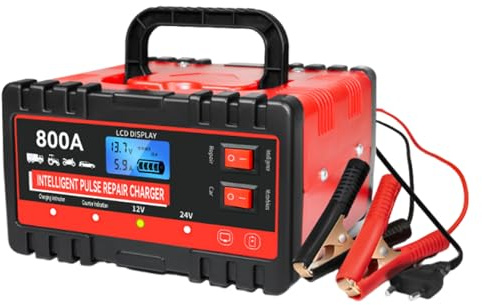 Cargador De Batería para Automóvil - Cargador De Batería Alimentador Potente,Mantenedor Inteligente 12V 24V para Vehículos Carga Rápida Mantenimiento Autos Y Camiones Viajes