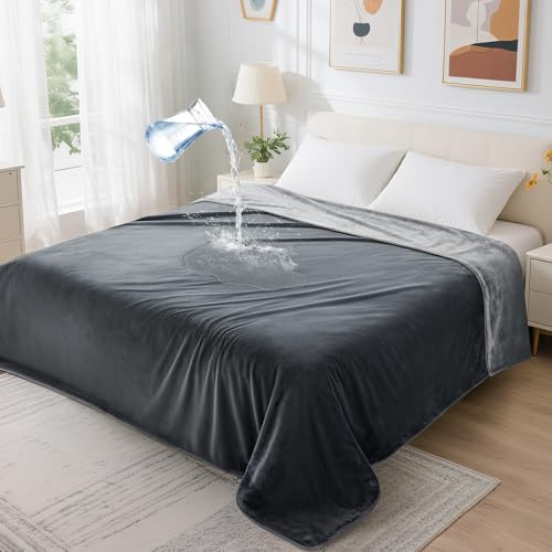 PICK FOR LIFE vattentät filt kärleksfilt vändbar flanellfilt hundfilt utomhus resefilt för soffa säng bilstol grå, 203 x 229 cm