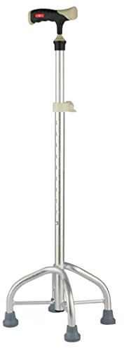 Bastón telescópico de cuatro patas grande, multifuncional, ligero y ajustable for personas mayores(Silver,Large four legged)