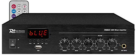 Power Dynamics PDM45 - Amplificateur 100V 45W RMS, Bluetooth, Idéal pour Les Petites Boutiques et Restaurants, Lecteur MP3, USB, AUX, Télécommande sans Fil