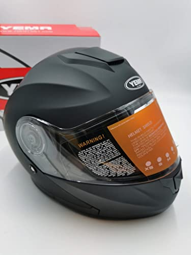Motorradhelm Klapphelm Integralhelm Fullface Helm - Yema YM-926 Rollerhelm Sturzhelm mit Doppelvisier Sonnenblende ECE für Damen Herren Erwachsene-Schwarz Matt-XL