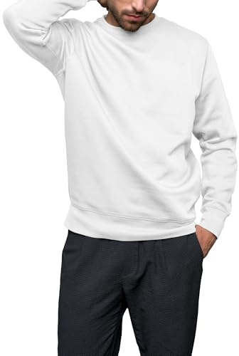 HRM Sweatshirt Unisexe, Blanc, Taille S I Sweat-Shirt Premium Femmes et Hommes Lavable jusqu'à 60°C I Sweatshirt Basique I Pulls Femme et Homme I Vêtements de Travail Haut de Gamme et Durables