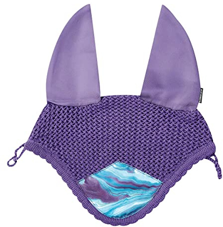 WeatherBeeta Prime Marble Ear Bonnet - Purple Swirl - Loops on both sides to secure the bonnet to the bridle
