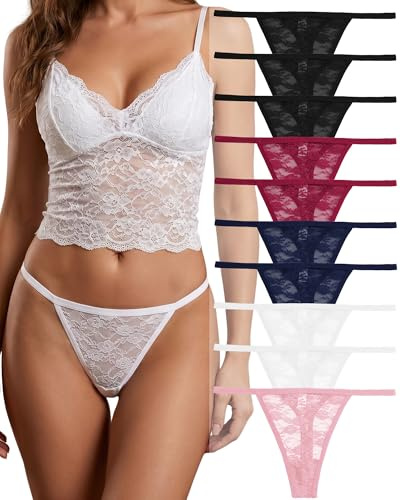 FINETOO 6-Pack String Tangas Dames Gainante Ventre Plat Ensemble de Cordes sans Couture String Respirant Femmes Slip Taille Haute sous-Vêtements Culottes Douces S-XL
