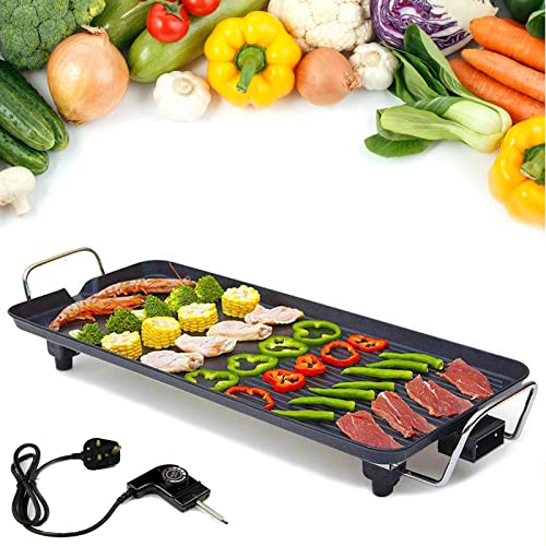 Teppanyaki Grill Meat Pan Electric Indoor BBQ Grill 1500W Fast Heat Up Griddle for Korean BBQ, Steaks, Fried Salmon and Pancake, Suitable for 5-8 Persons Use
