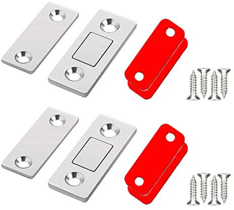 Magnetschnäpper Ultra Dünn Tür Magnet, LOOGI 2 Stück Magnetverschluss Stark Magnete Türmagnete Selbstklebend Türschließer Türmagnet Schrankmagnete für Schranktüren Schubladen Möbel