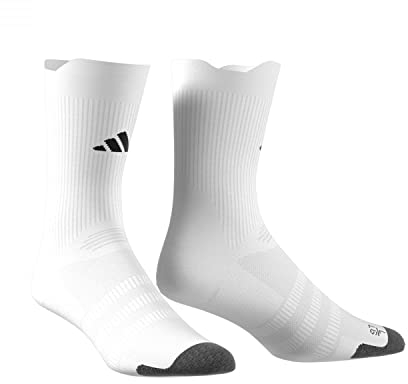adidas Unisex Football Cushioned Performance Crew Socks, white/black, 10.5-12.5
