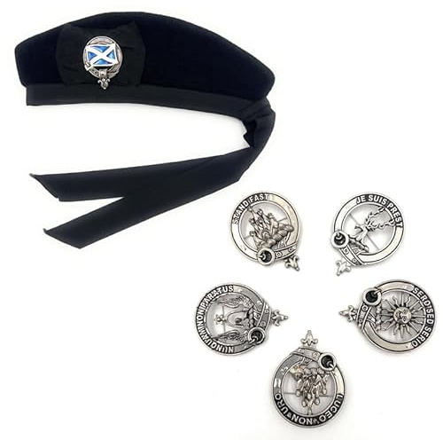 BRAW CLANS TARTANS Chapeaux écossais classiques 100 % laine pour hommes, femmes et enfants | Casquette écossaise noire | Pompon rouge | Chapeau de Piper écossais, Macintyre, 7