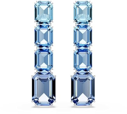 Swarovski Millenia Drop-Ohrhänger, Blaue, Rhodinierte Ohrringe mit Farbverlauf und Strahlenden Swarovski Kristallen im Oktagon-Schliff