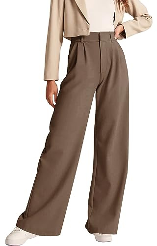 Nimin High Waisted Vintage Business Casual Pants - Wide Leg Trousers, Dressy Pants in Tawny X-Large