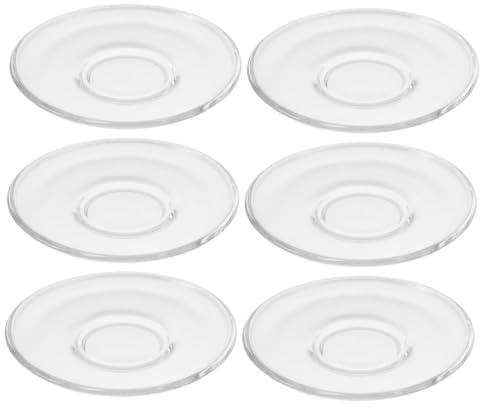 MOLUCKFU Posavasos de vidrio redondo decorativo platillos vasos de té turco 6 piezas con alta durabilidad y textura para hoteles y salas de yoga