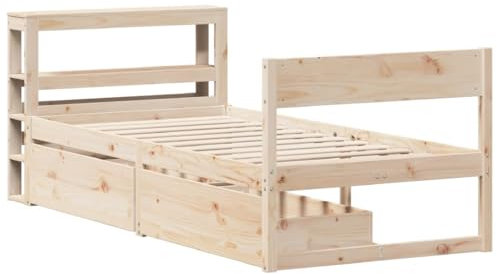 vidaXL Sängram utan madrass 100x200 cm massiv furu, sovrumsmöbler, sängbotten, enkelsäng, säng, sänggavel, träsäng, sängram av trä