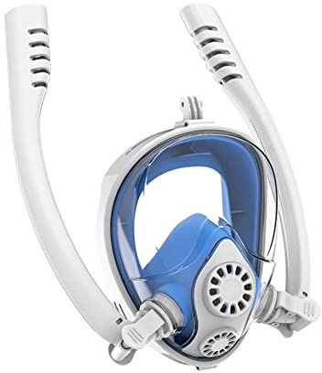 Dykutrustning, Dykmask Mask Undervattens Anti-dimma Helansiktssnorkelmask For Kvinnor Män Barn Simning Snorkel Dykutrustning för dykning(White Blue,L/XL)