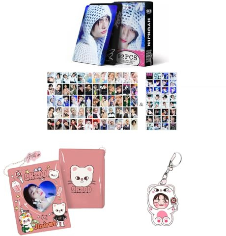 Stray-kids SKZ Hyunjin Merch 60 Pcs Cartes photo personnelles 32pcs Autocollants SKZoo Album Classeur Porte-livre Porte-clés « STAY » Porte-clés (Jiniret)