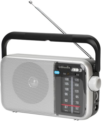 Snokauwa AM FM Radio Portable, Transistor Radio, Battery Powered or Mains Operated, Battery Radio with Robust Reception and Built in Speaker, Suitable for Home and Outdoor