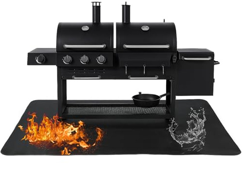 Tappetino Protettivo Barbecue 150 x 100 cm – Tappetino Ignifugo in Fibra di Vetro e Silicone, Resistente al Calore fino, Impermeabile e Antigrasso, Multiuso Tappetino Ignifugo Barbecue per Cortile