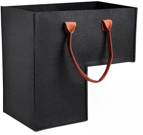 Cesta de almacenamiento plegable de fieltro para escaleras de 16 pulgadas, organizador de escalera grande con asas de piel sintética, decoración del hogar y organizador