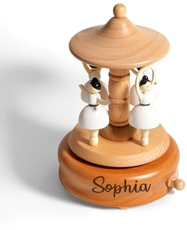 Scatola di Musica in Legno Personalizzabile, Scatola di Musica in Legno Personalizzata Incisa a Mano, Scatola di Musica Personalizzata con Nome/Testo, Regali per Bambini Ragazze Ragazzi Figlia (1)