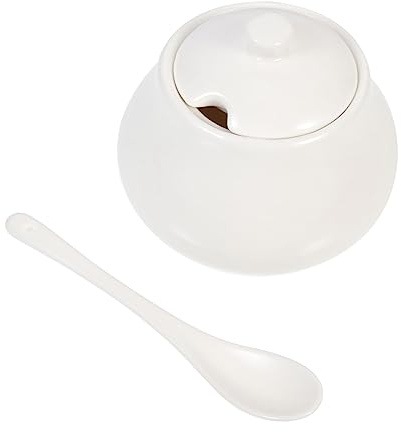 ARTSEWPLY Azucarero Cerámico con Tapa y Cuchara Dosificador para Azúcar y Sal Contenedor para Cocina y Barra de Café Resistente y Fácil de Usar