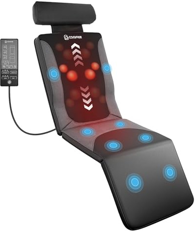 COMFIER Colchoneta de Masaje Cuerpo Completo con Calor y Masaje Shiatsu en la Espalda, Masaje Profundo, Masajeador de Espalda Función de Vibración, Apta para Sillas, Sofás o Camas, Regalo Mujer Hombre