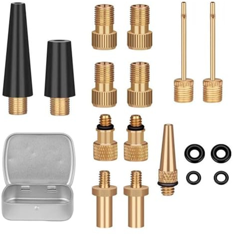 Whychstore cykelventil adapter anslutningskit, 17-delad metall luftnål set för cykel, fotboll, basket, luftsäng, 3-sektionsdesign