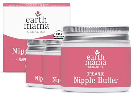 Earth Mama - Burro organico per capezzoli per allattamento al seno e pelle secca, 2 once fluide (confezione da 3)